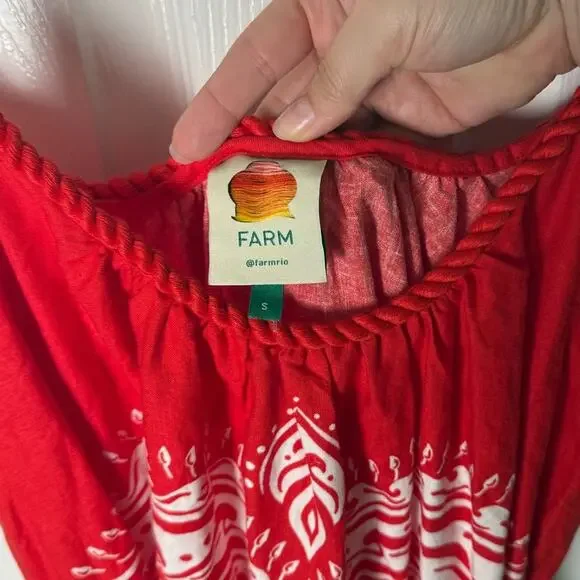 Farm Rio Red Majestic Coconut Tree Maxi Dress S